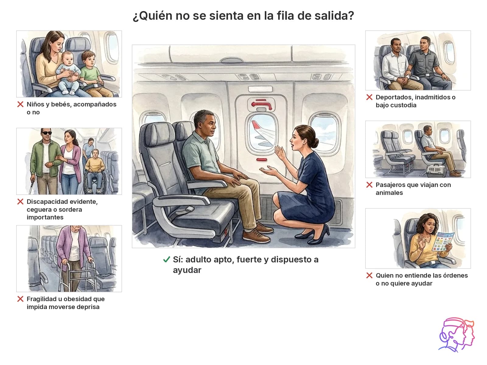 ¿Quién no se sienta en la fila de salida?