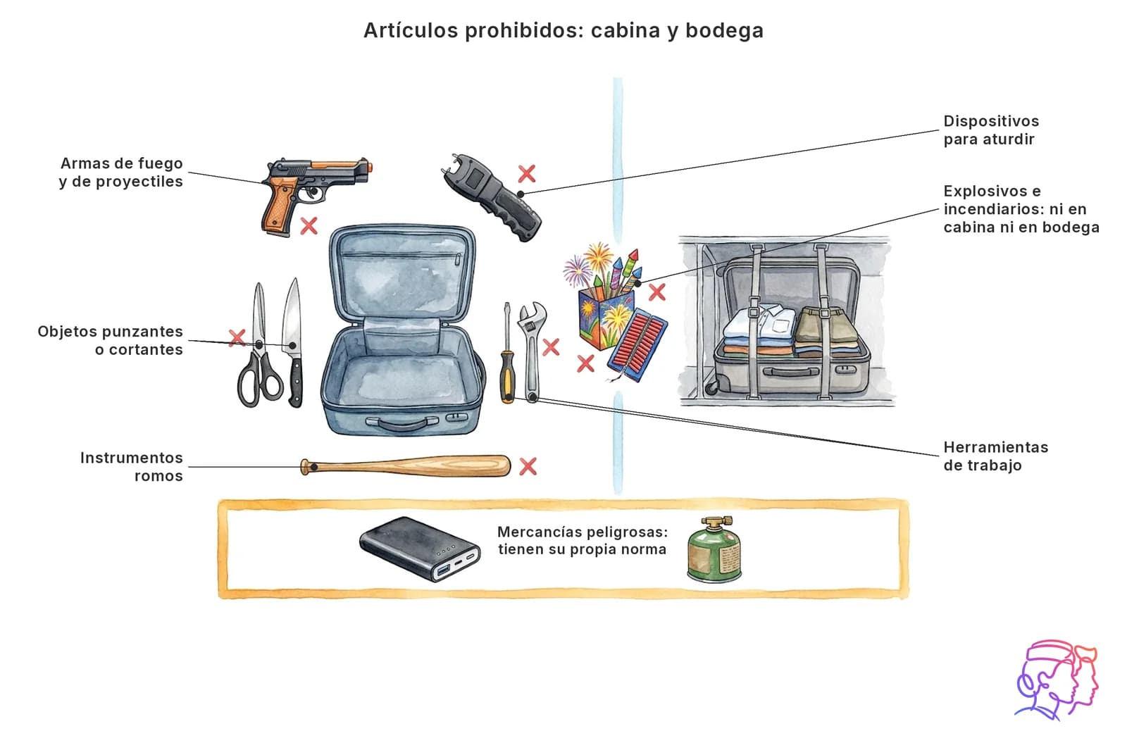 Artículos prohibidos: cabina y bodega