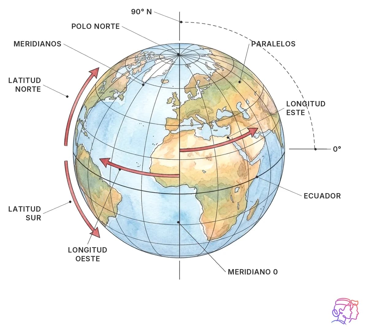 Latitud y longitud sobre el globo