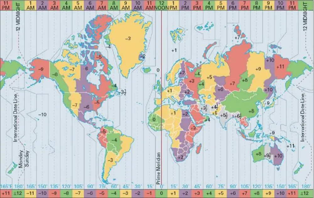 Mapa de husos horarios