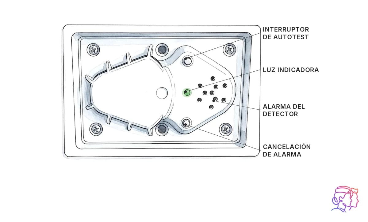 Detector de humo del lavabo: luz, test y cancelación