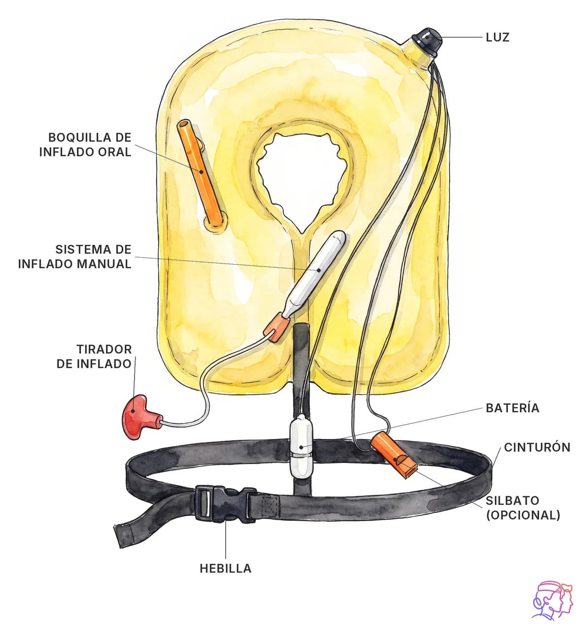 Partes del chaleco salvavidas