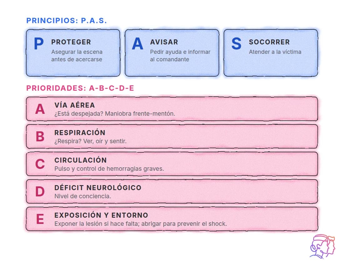 Primeros auxilios: PAS y prioridades ABCDE
