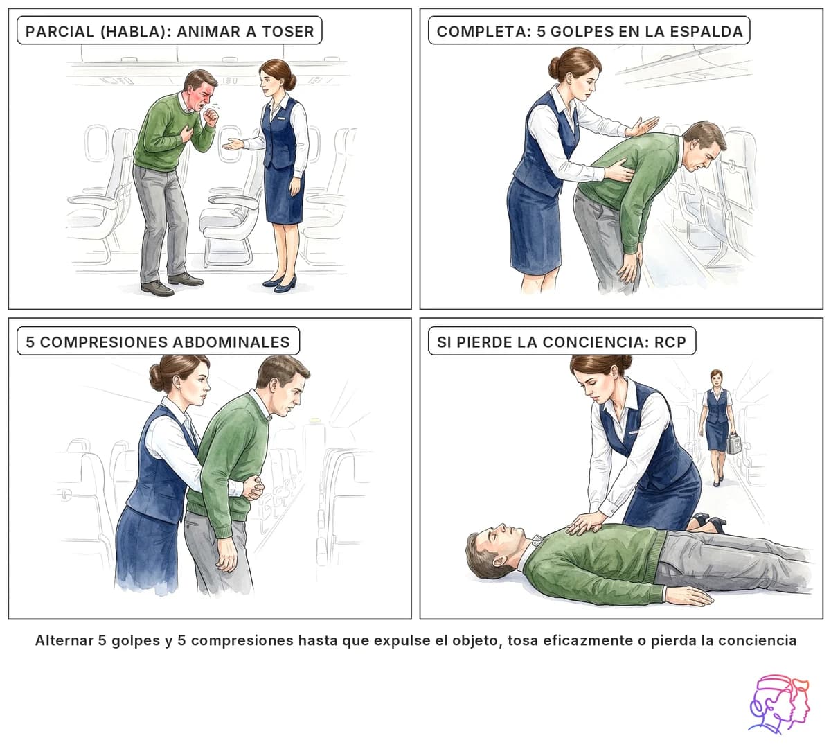 Atragantamiento: golpes en la espalda y Heimlich