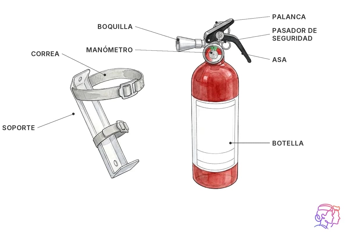 Extintor portátil y sus partes