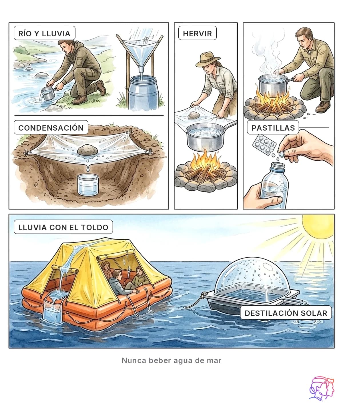 Cómo obtener agua en tierra y en el mar