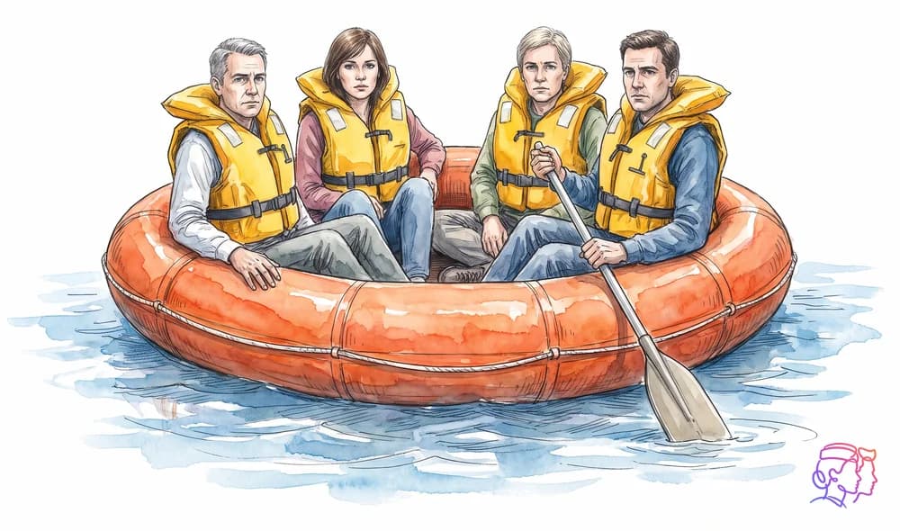 Reparto de tareas en la balsa