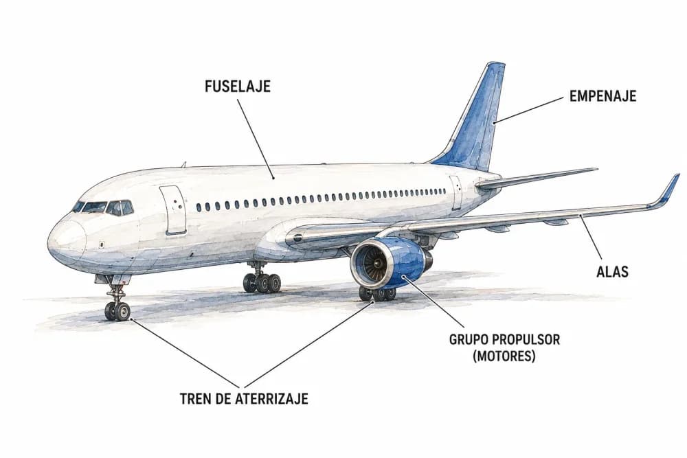 Las partes principales del avión