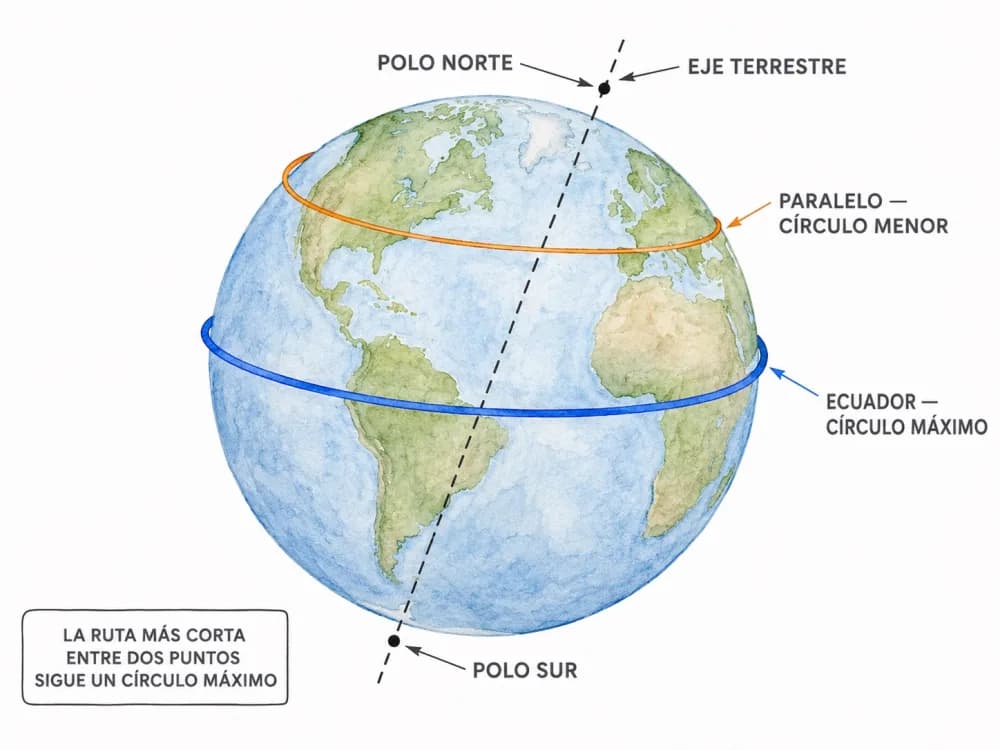 Círculo máximo y círculo menor